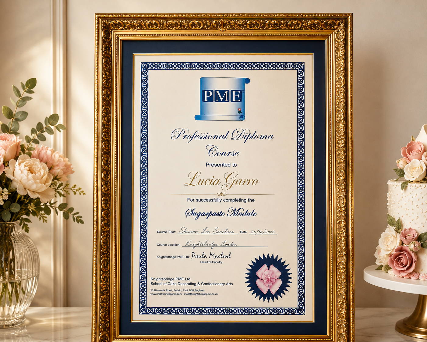 Diploma professionale PME di cake design conseguito da Lucia Garro